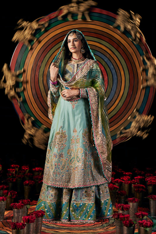 Pale Blue Silk Sharara Set