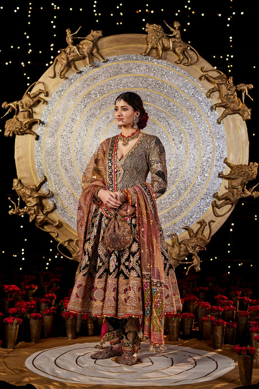 Black and Gold Gota Kalidar Set