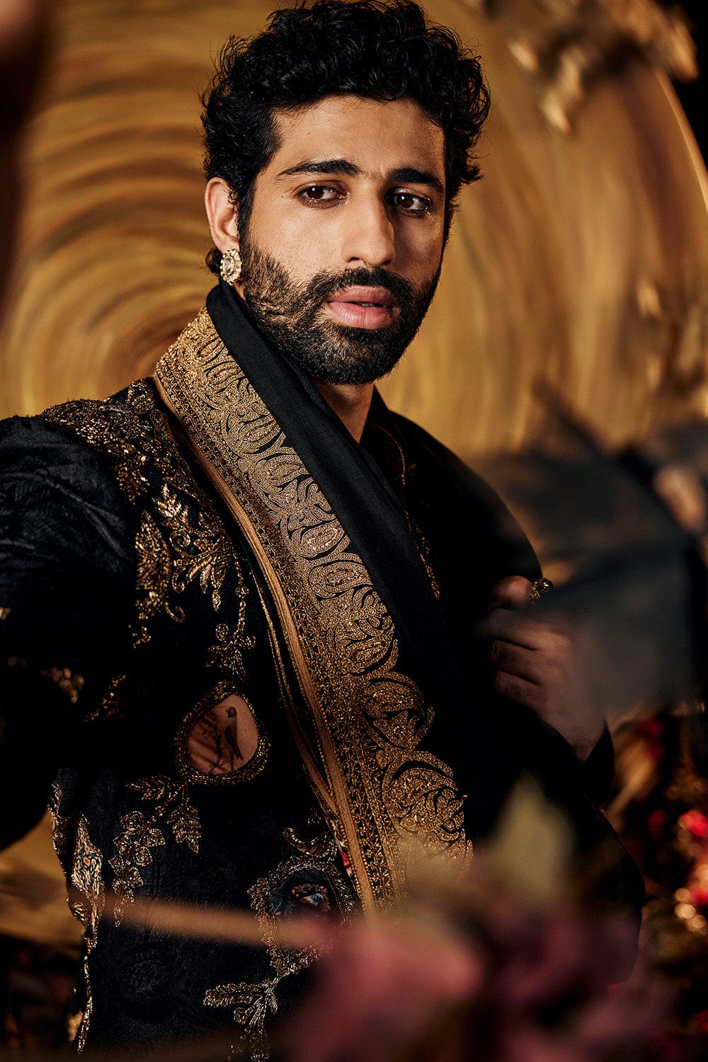 Inky Black Silk Sherwani
