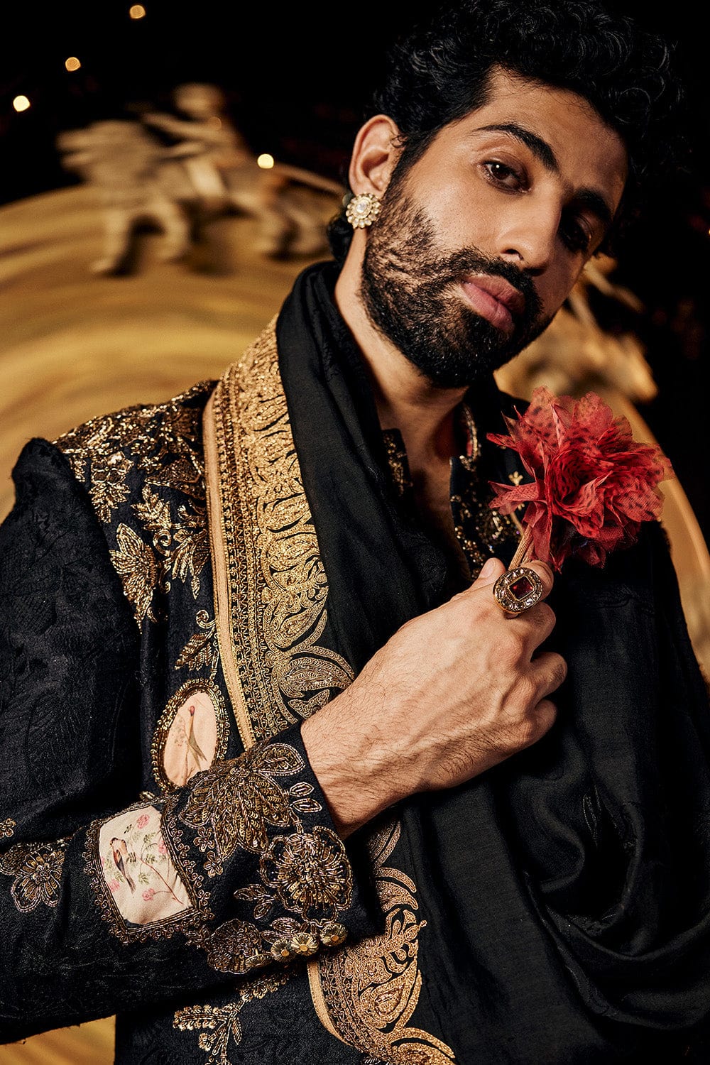 Inky Black Silk Sherwani