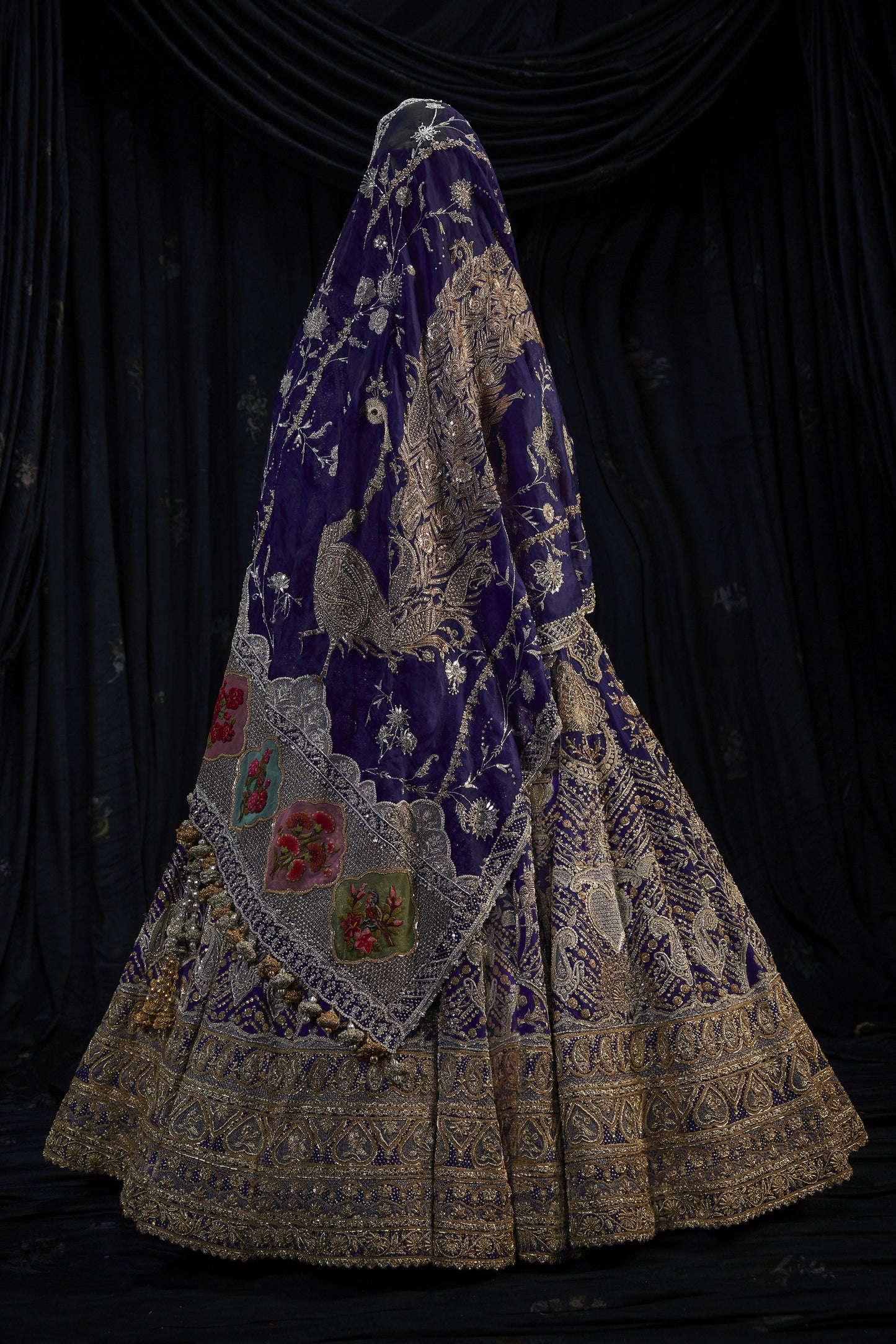Deep Blue Silk Lehenga