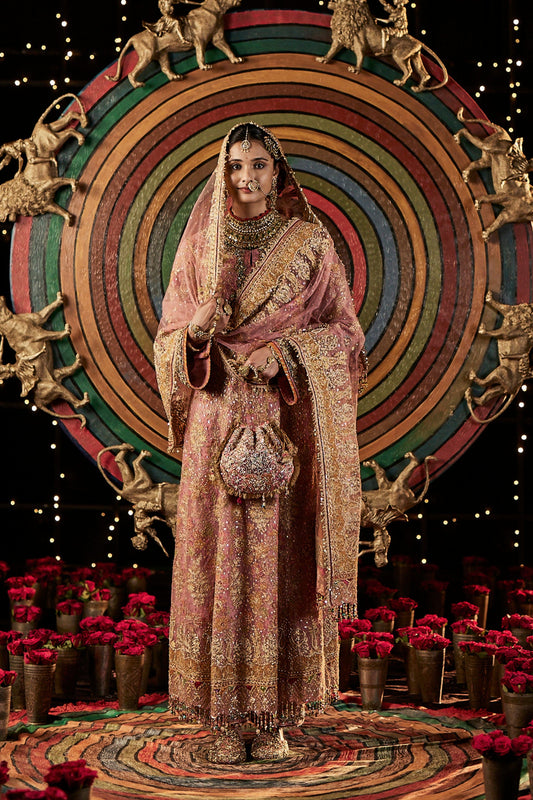 Pink Tulle Kalidar Kurta Set