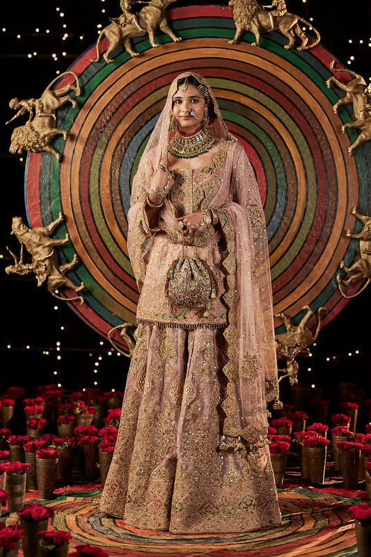 Pink Silk Sharara Set