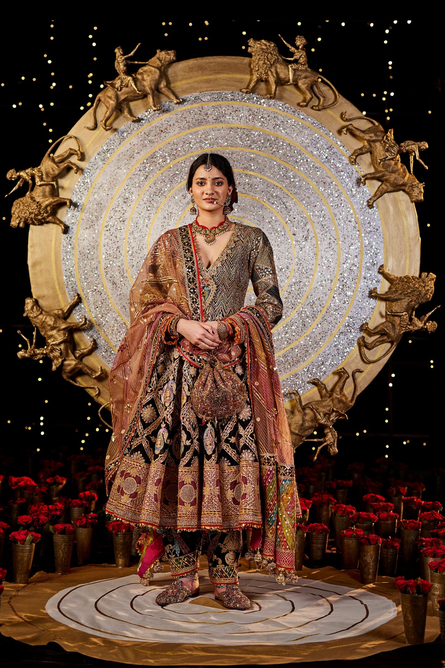 Black and Gold Gota Kalidar Set