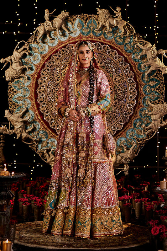 Pink and Rose Gold Gharara Set