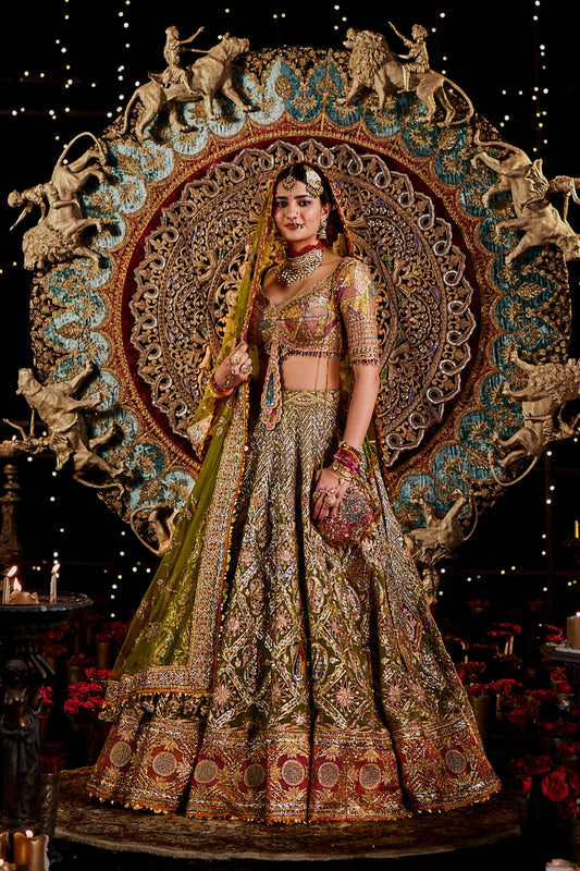 Lime-Green Gota Lehenga Set