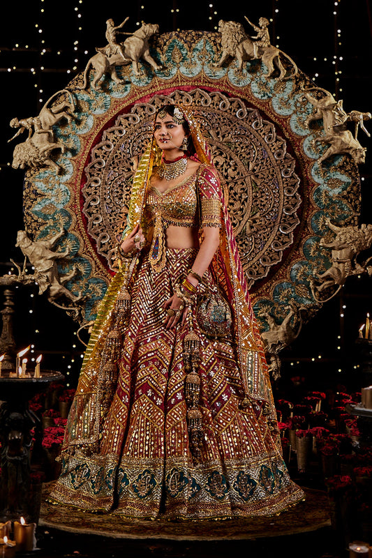 Multicolour Chevron Lehenga Set