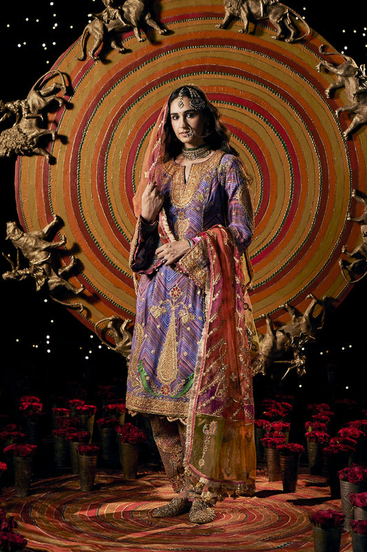 Lilac Leheriya Kurta Salwar