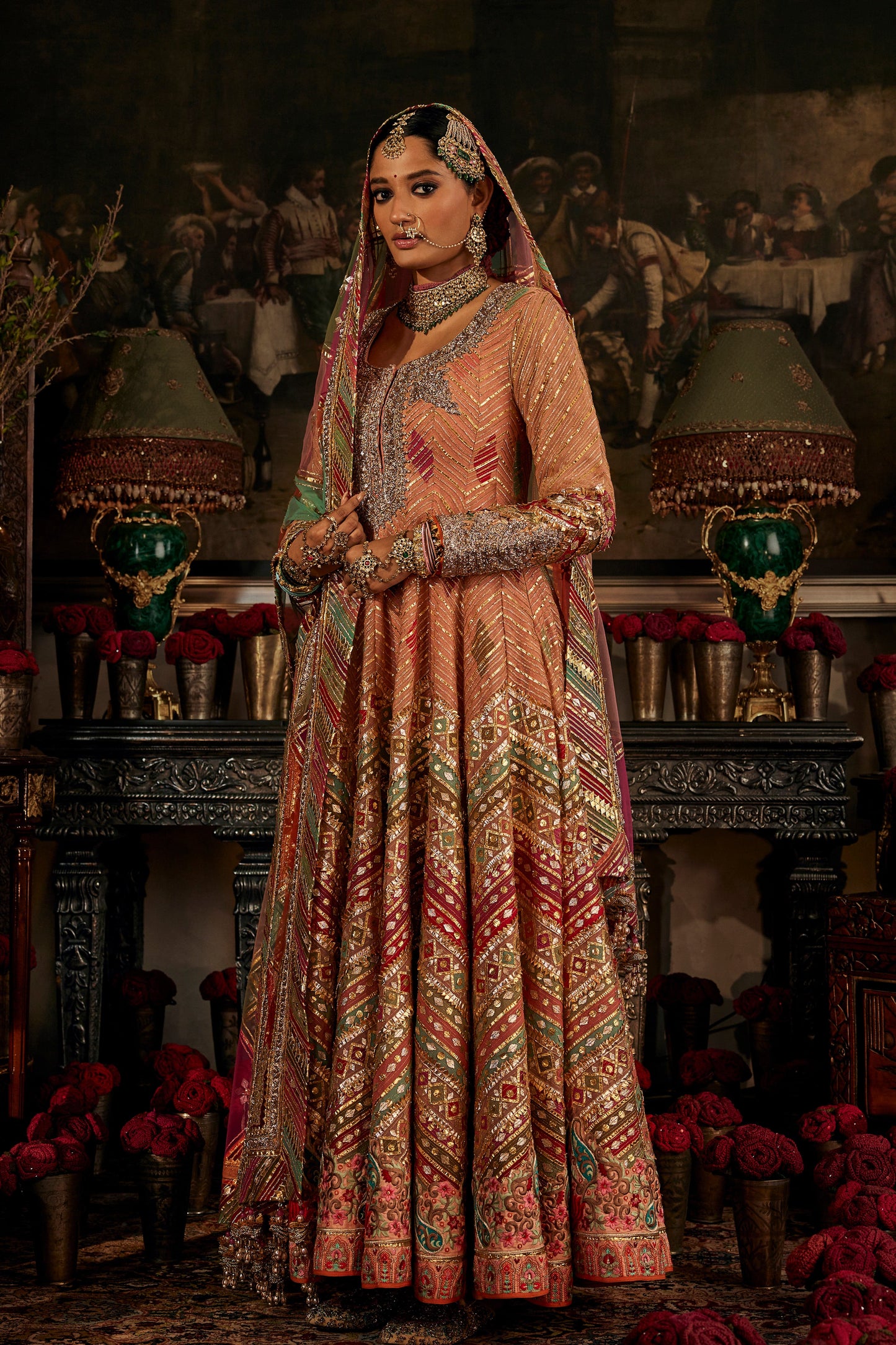 Earthy Peach Tulle kalidar
