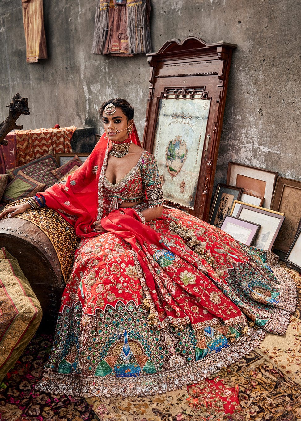 Lush Red Peacock Lehenga