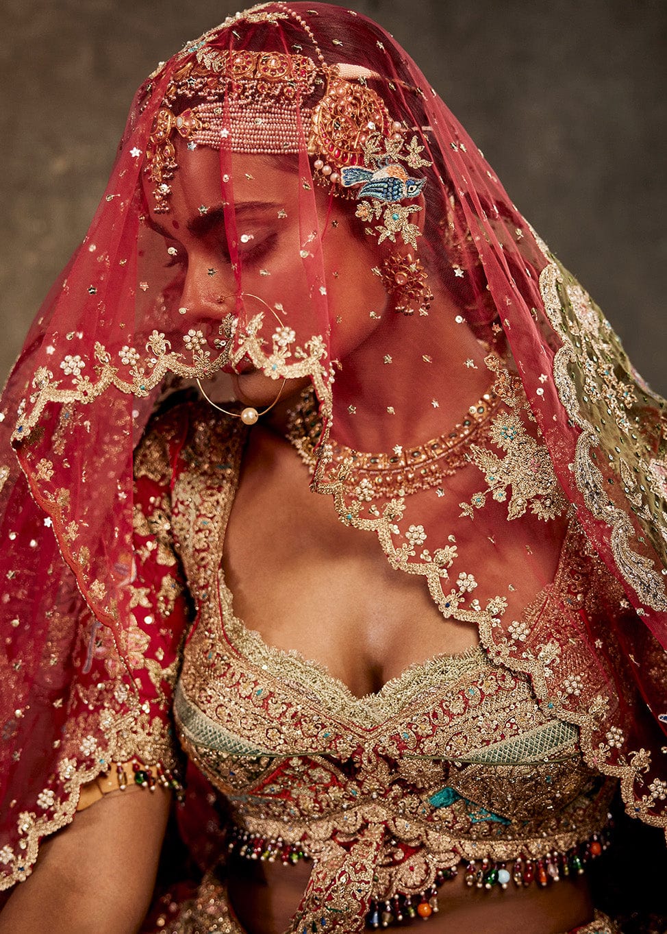 Deep Maroon Palampore Lehenga