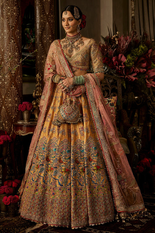 Yellow BirdSong Silk Lehenga