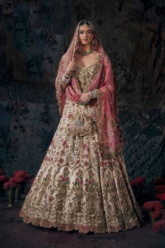 Earthy Ivory Floral Lehenga