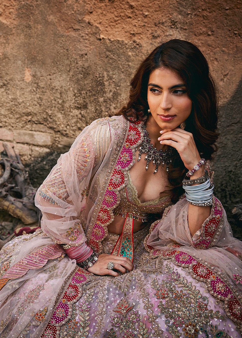 Blush Pink Passerine Lehenga