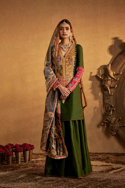 Deep Green Sharara Set