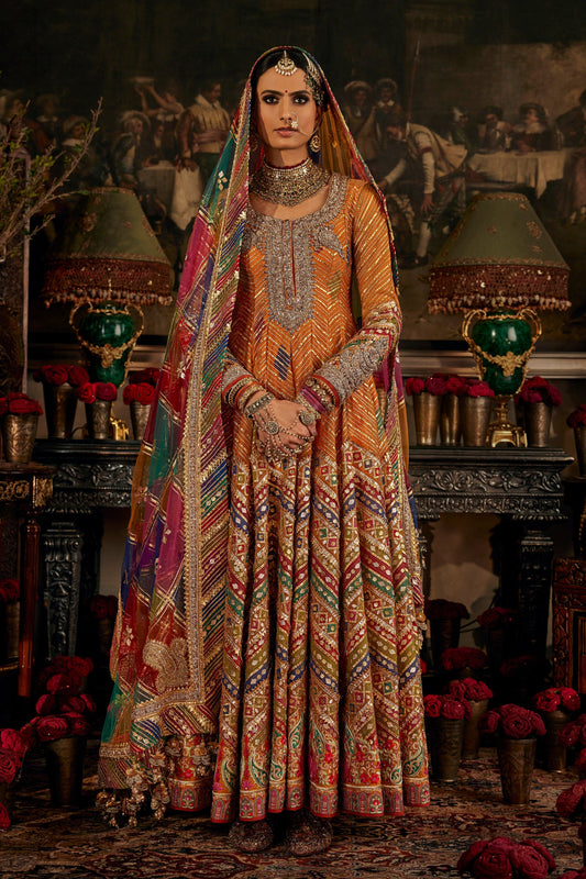 Mango Sorbet Hued Tulle Kalidar