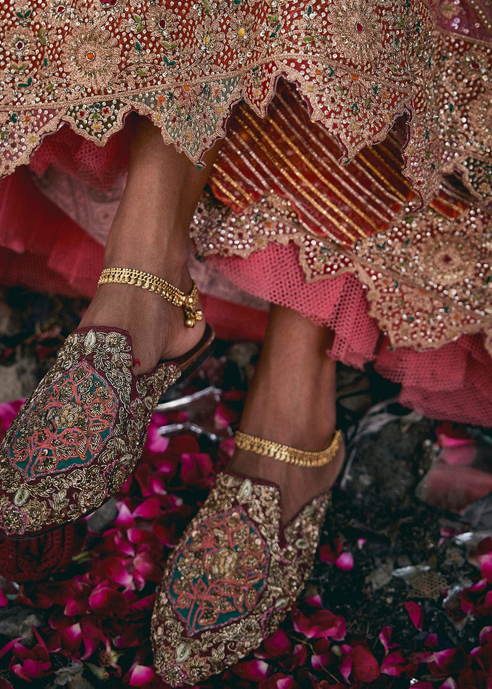 Pink Mughal Inlay Lehenga