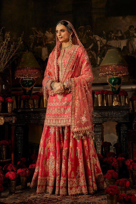 Coral Peach Kurti-Sharara