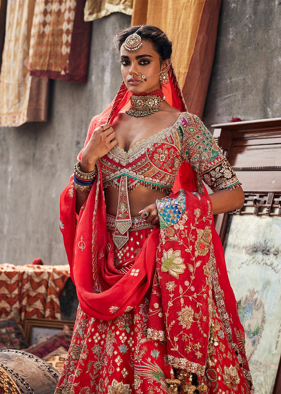 Lush Red Peacock Lehenga