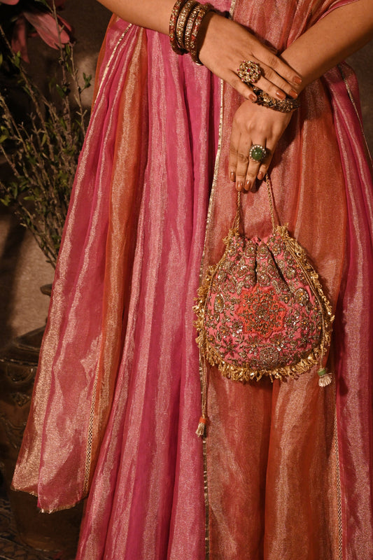Frosted Coral Naqsh Noor Potli