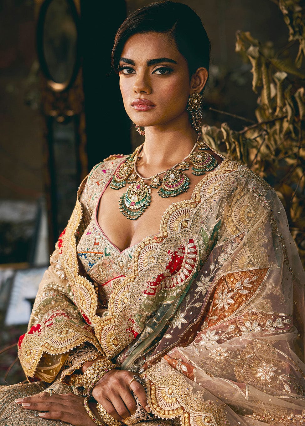 Pale Ivory Gota Textured Lehenga