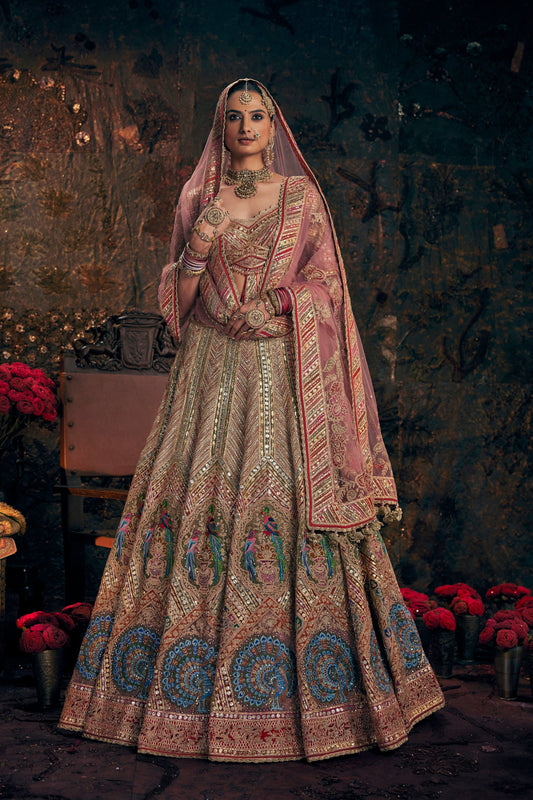 Blush Pink Avian Embroidered Lehenga