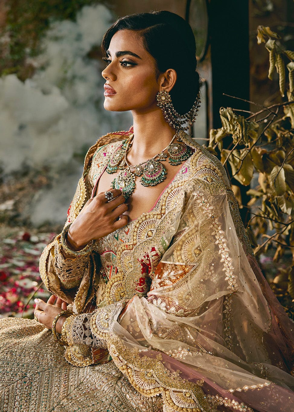 Pale Ivory Gota Textured Lehenga