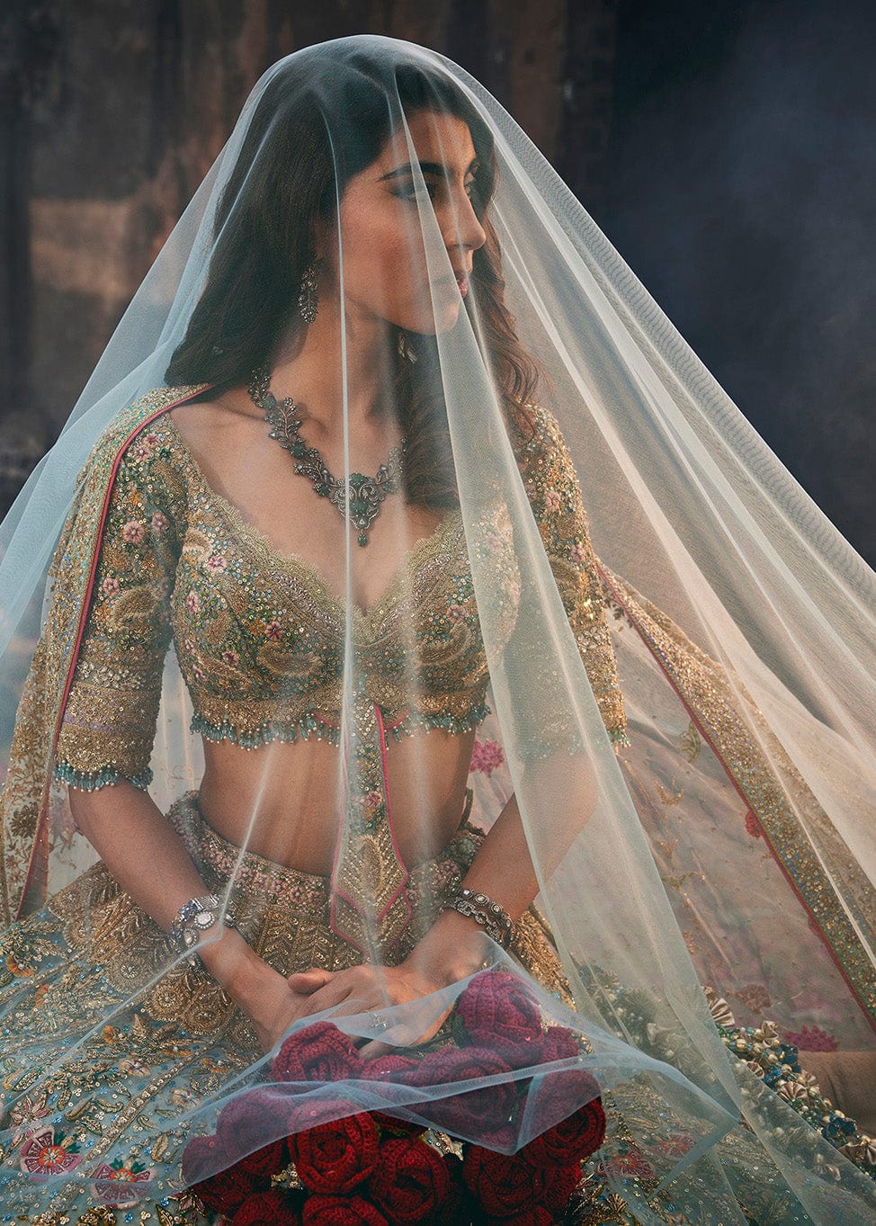 Ice Blue Bouquet Lehenga
