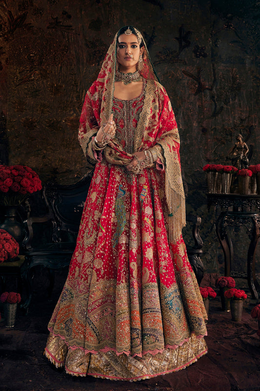 Vivid Red Kalidar With A Skirt