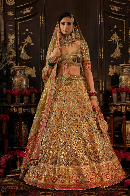 Deep Green Gota Lehenga