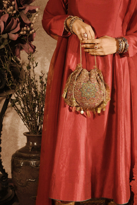Deep Red Naqsh Noor Potli