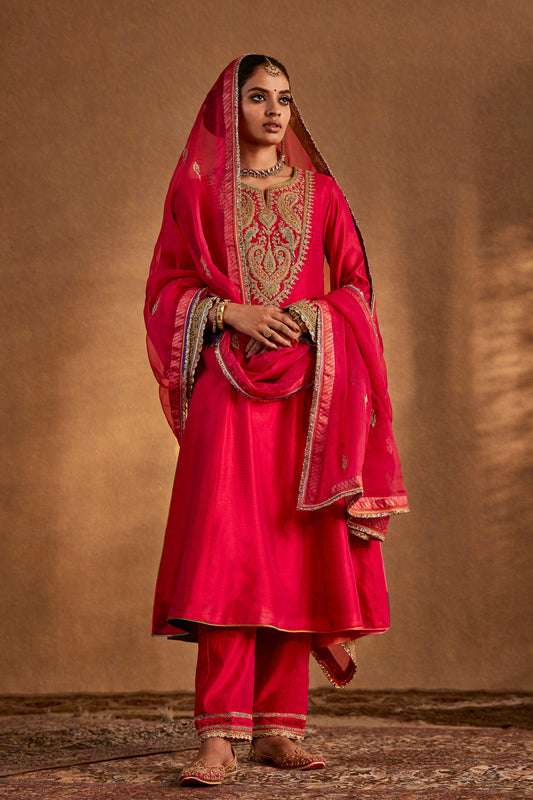 Rani Pink Florid Kurta Set
