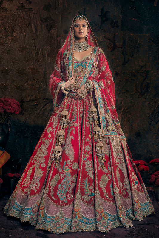 Red Kashmiri Paisley Lehenga