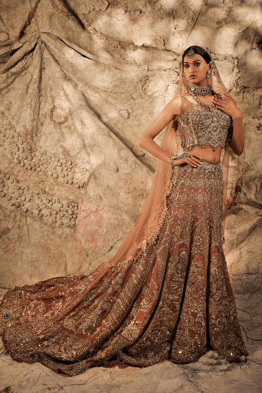 Sandstone Embroidered Trail Lehenga