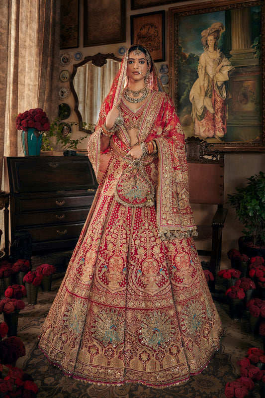 Heritage Deep Red Lehenga
