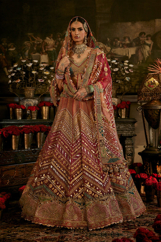 Ruby Red Gota Lehenga