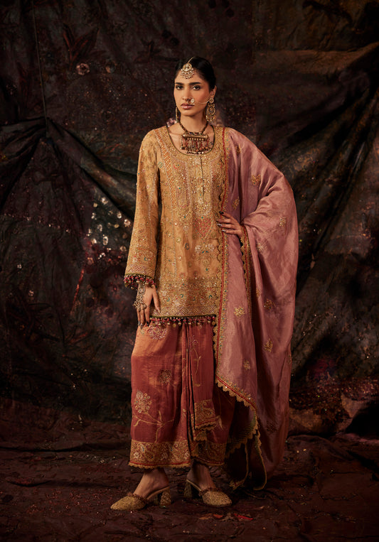 Gold Rose & Pink Lungi Set