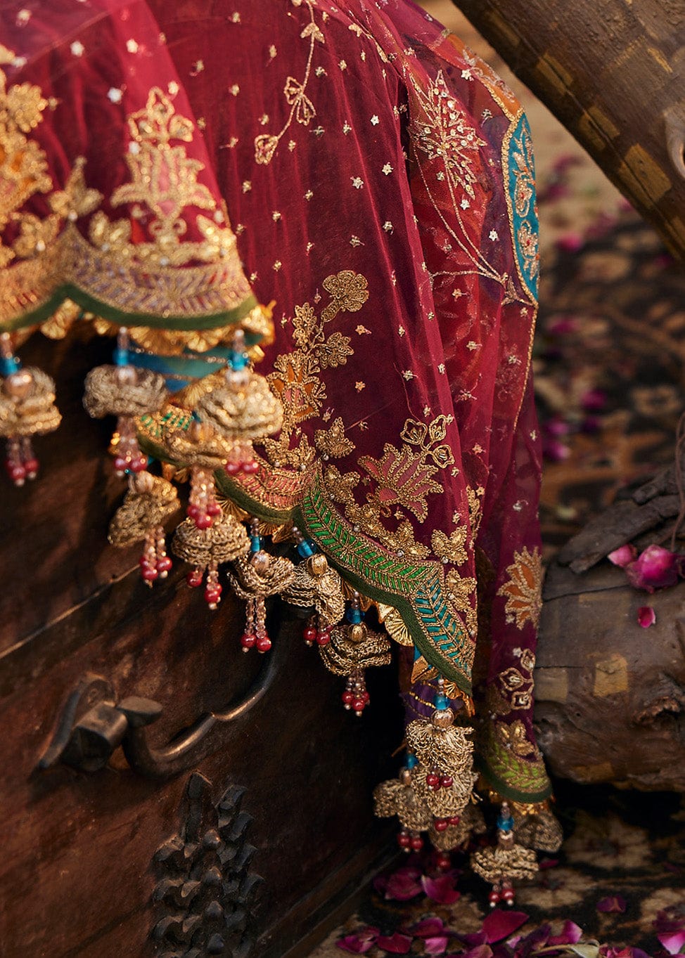 Vivid Rani Pink Paisley Lehenga