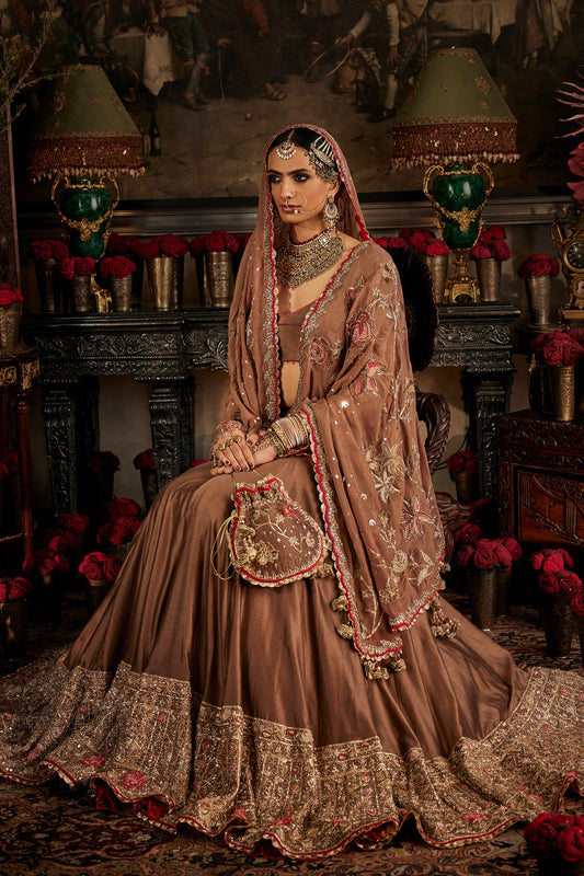 Earthy Brown Silk Lehenga