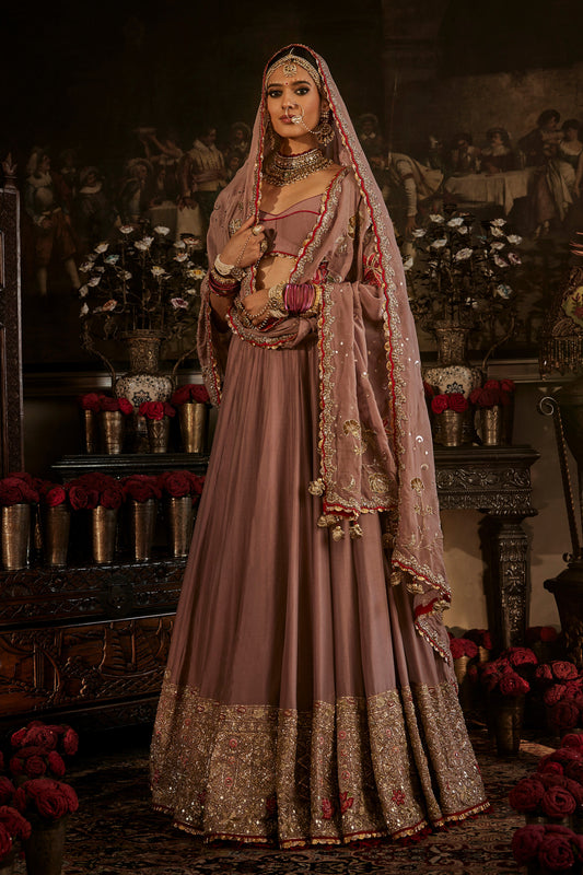 Soft Mauve Silk Lehenga