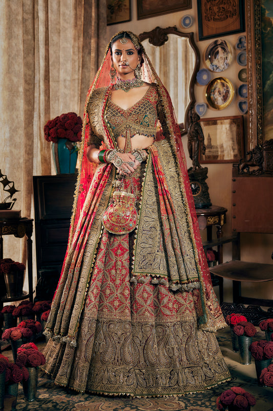 Vivid Red Hued Lehenga