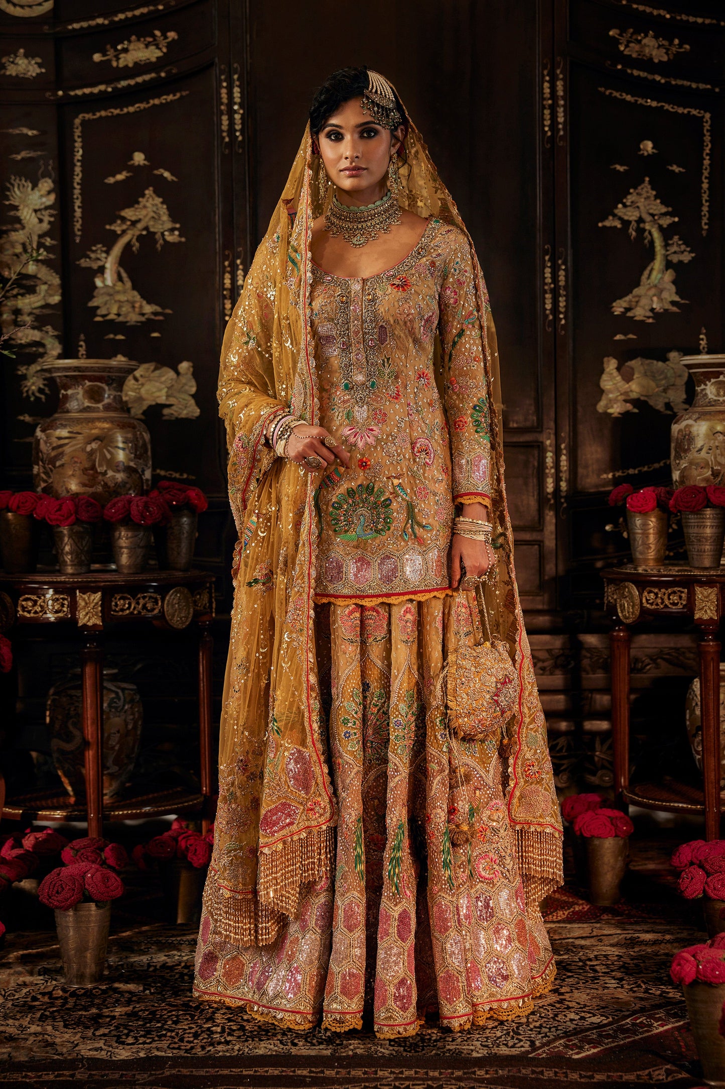 Mustard Gold Kurti Sharara
