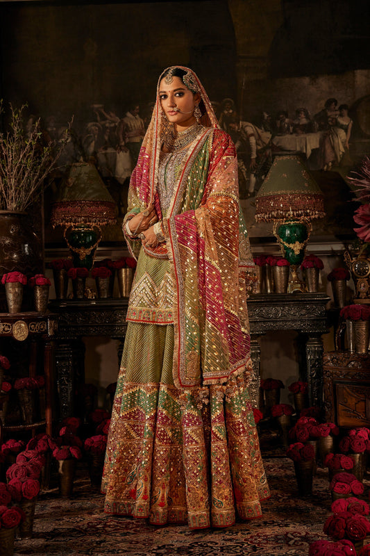 Earthy Pale Green Gota Sharara