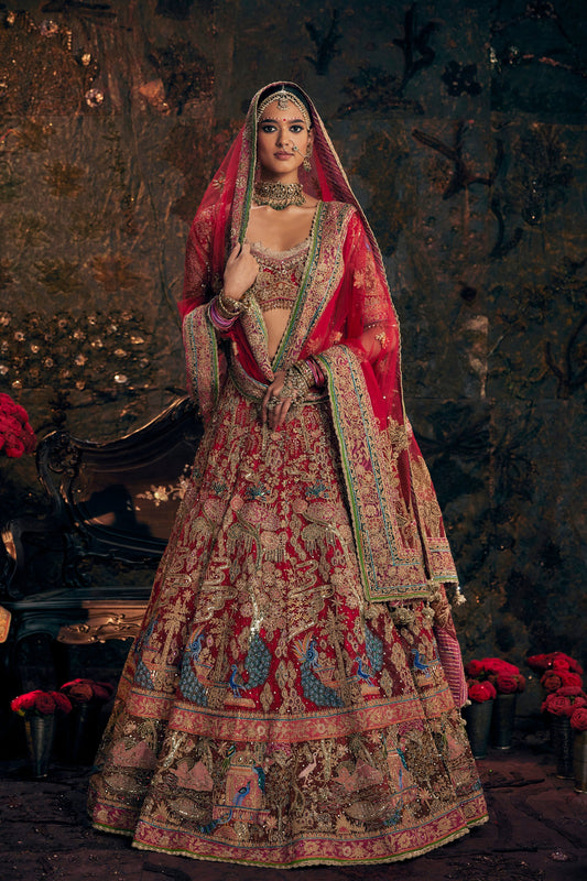 Earthy Red Embroidered Lehenga
