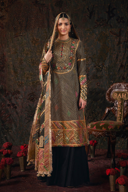 Inky Black Kurti-Sharara Set