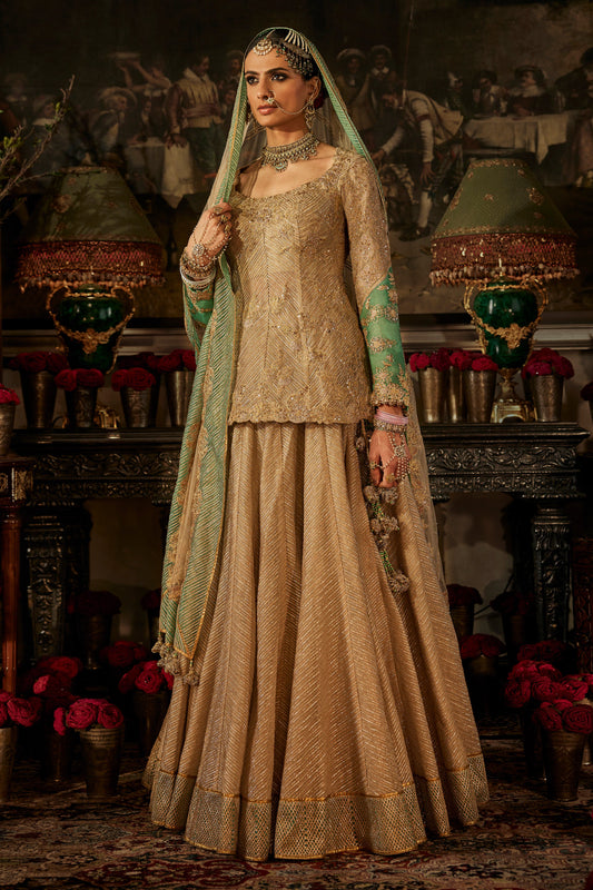 Birch and Pale Turquoise kurti Lehenga