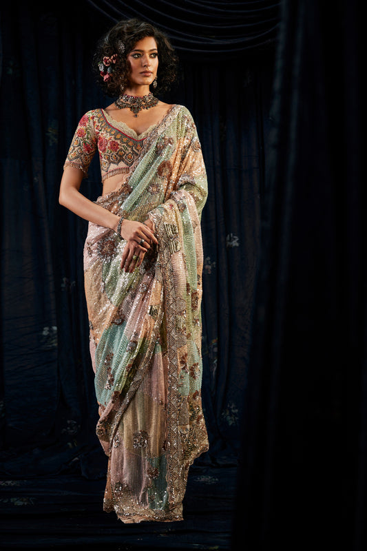 Multi Hued Mosaic Saree