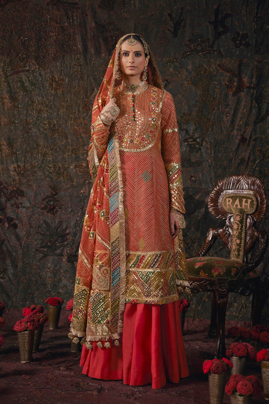 Frosted Rust Kurti-Sharara Set