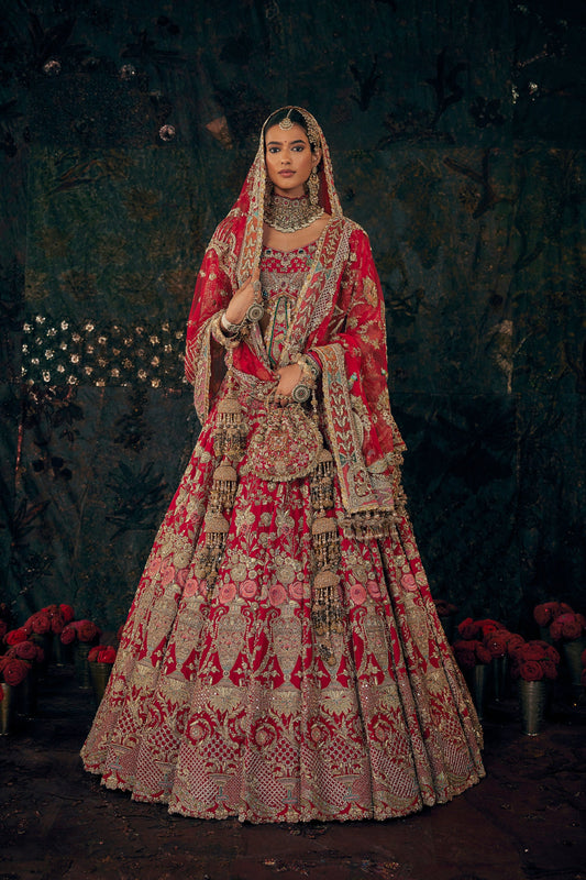 Deep Red Chintz Lehenga
