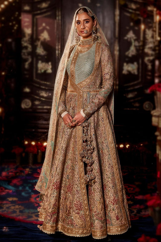 Pale Blue Mughal Jaali Angrakha